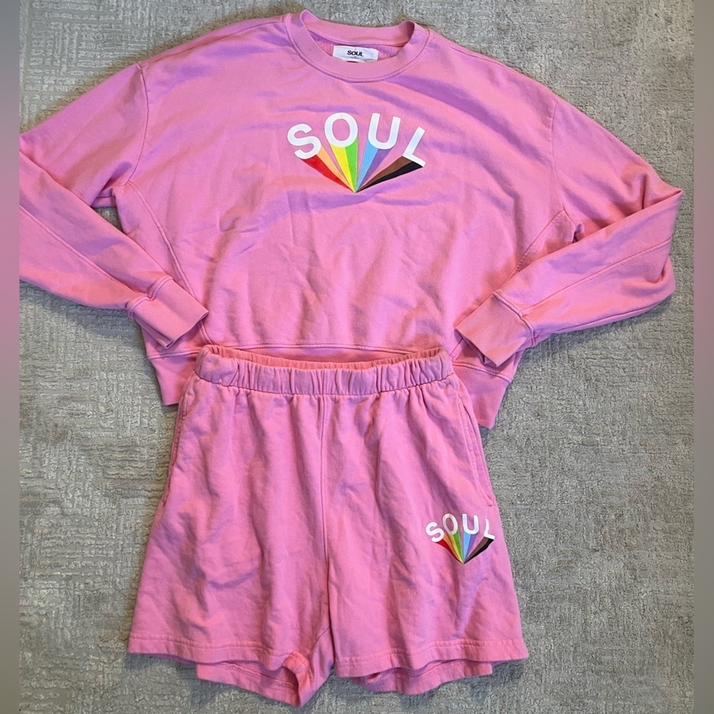 Soul Cycle 2 Piece Pride Month Sweatshirt and Shorts Outfit